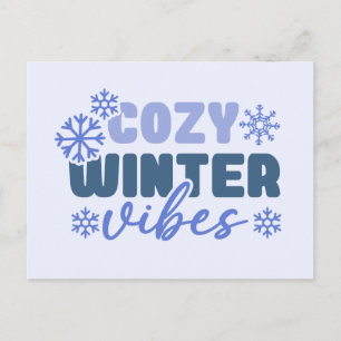 Cozy Winter Vibes - Snowflake Typography Postcard
