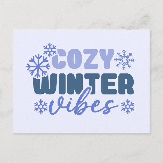 Cozy Winter Vibes - Snowflake Typography Postcard (Front)