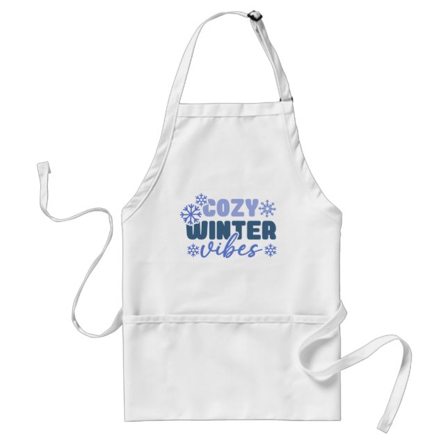 Cozy Winter Vibes - Snowflake Typography Standard Apron (Front)