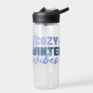 Cozy Winter Vibes - Snowflake Typography Water Bottle