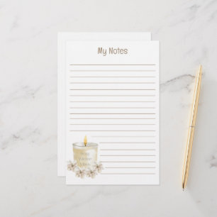cozy winter vibes, watercolor candle,lined holiday stationery