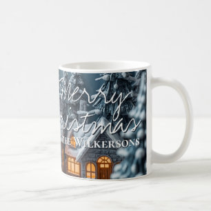 Cozy Winter Village Custom Name Christmas Coffee Mug