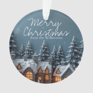 Cozy Winter Village Custom Name Christmas Ornament