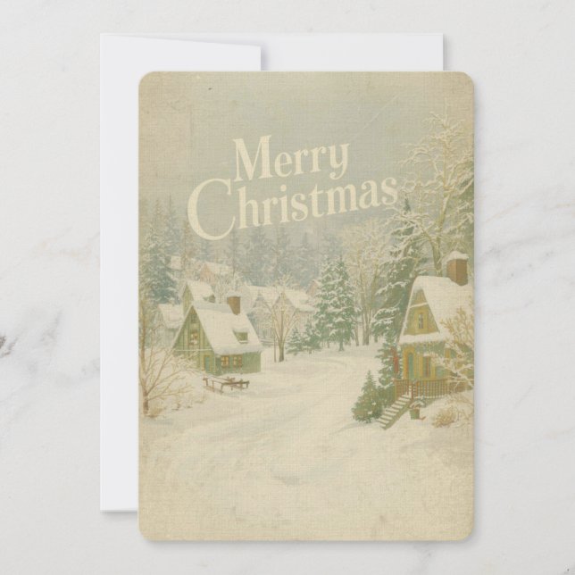 Cozy Winter Village Merry Christmas Card - 5x7 (Front)