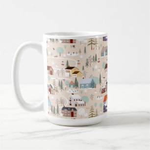 Cozy Winter Village Scene Pattern Coffee Mug