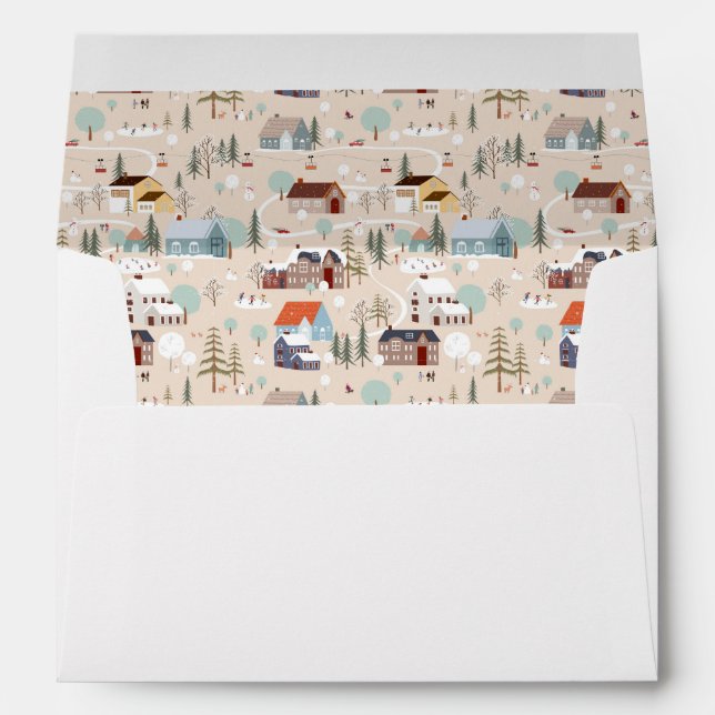 Cozy Winter Village Scene Pattern Envelope (Back (Bottom))