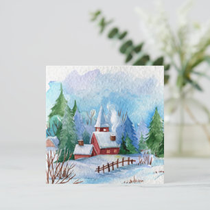 Cozy Winter Watercolor Landscape