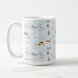 Cozy Winter Wonderland Ice Skating Village Pattern Coffee Mug