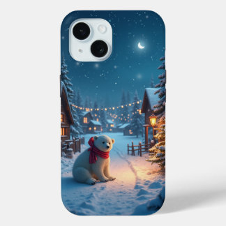 Cozy Winter Wonderland with Polar Bear iPhone 15 Case