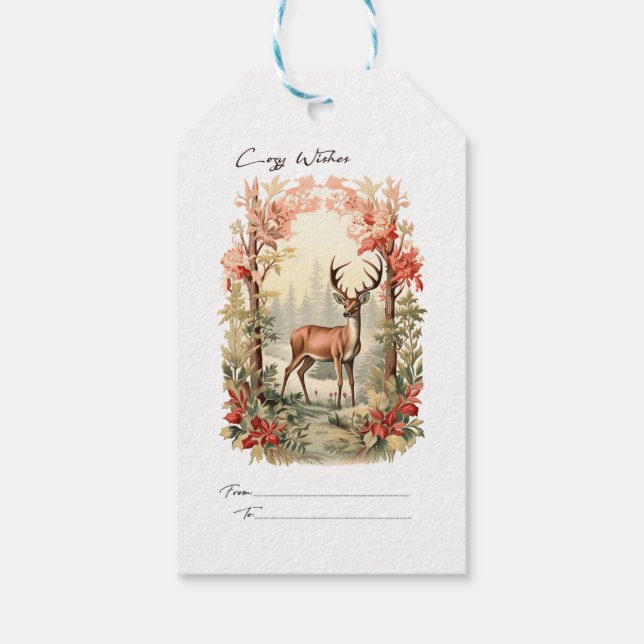 Cozy Wishes Deer Gift Tags (Back)