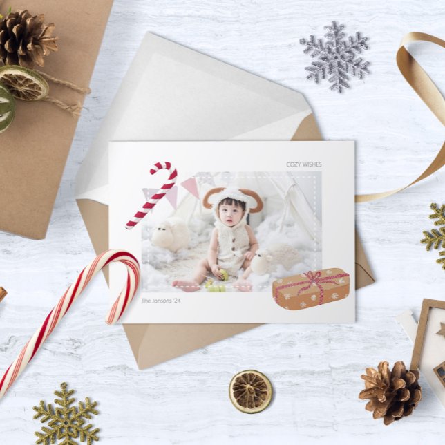 Cozy wishes Photo with illustrated motifs Holiday Card (Creator Uploaded)