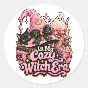 Cozy Witch Era Cute Pink Halloween Classic Round Sticker