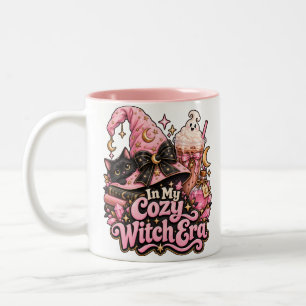 Cozy Witch Era Cute Pink Halloween Two-Tone Coffee Mug