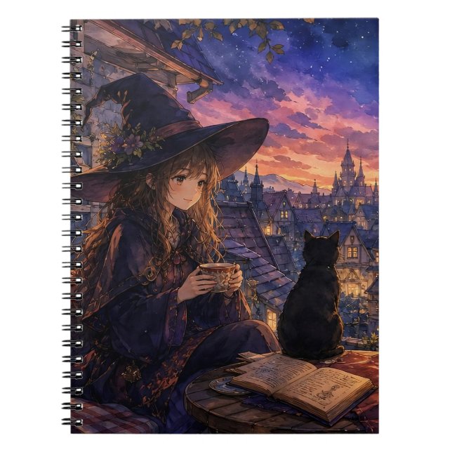 Cozy Witch Evening Spiral Notebook (Front)