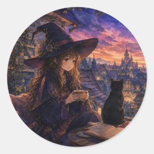 Cozy Witch Sunset Sticker