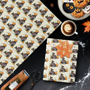 Cozy Witch Vibes Halloween Pumpkins Purple Wrapping Paper