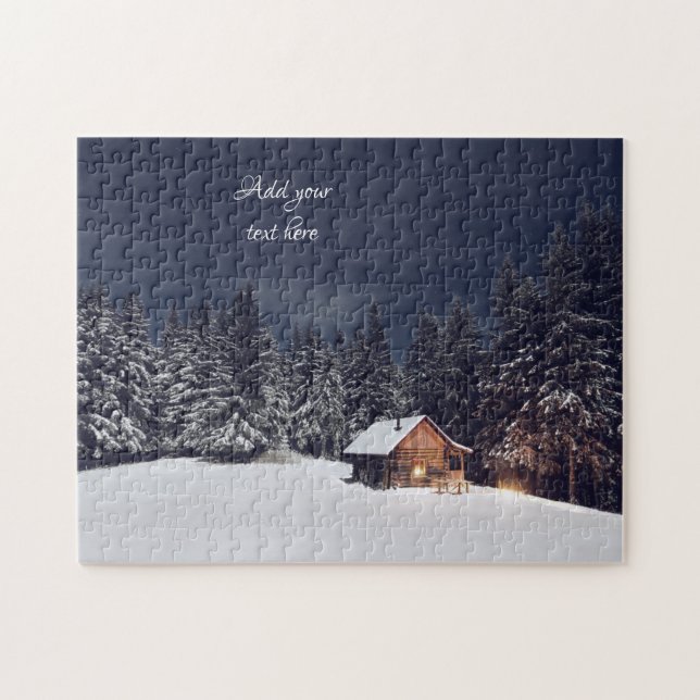 Cozy Wood Cabin in Forest Jigsaw Puzzle (Horizontal)