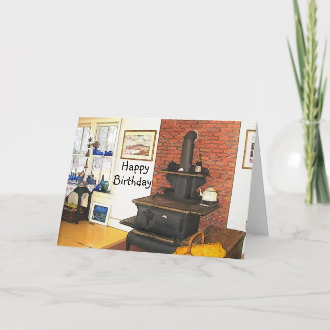 Cozy Wood Stove Farmhouse Card (Front)