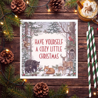 Cozy Woodland Animals Christmas  Napkin
