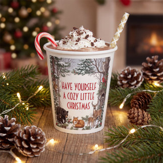 Cozy Woodland Animals Christmas  Paper Cups