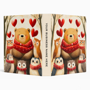 Cozy Woodland Bear Owl Family Winter Love Binder