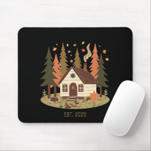 Cozy Woodland Cabin Autumn and Winter Custom Produ Mouse Pad