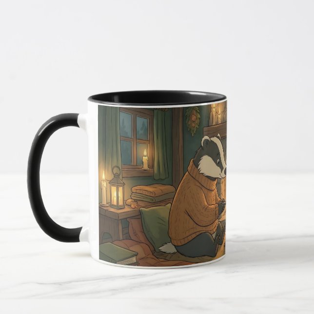 Cozy Woodland Campfire Animals Coffee Mug (Gauche)