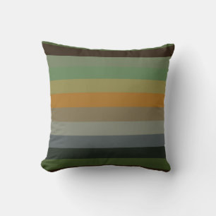 Cozy Woodland Earth Tone Stripe Pattern Throw Pillow