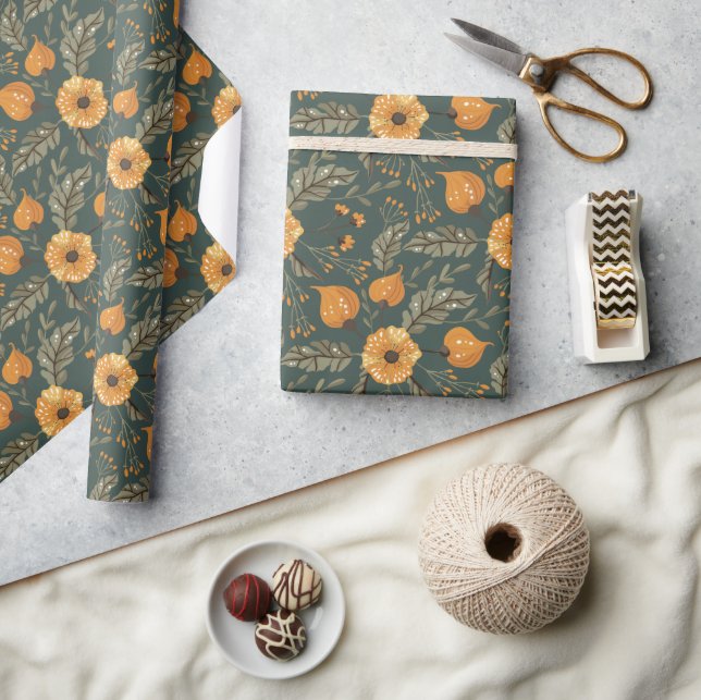 Cozy Woodland Floral Botanical Wrapping Paper (Crafts)