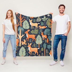 Cozy Woodland Friends Fleece Blanket