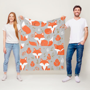 Cozy Woodland Friends Fox8 Fleece Blanket