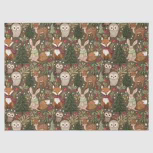 Cozy Woodland Friends Winter Cottagecore Tissue Paper