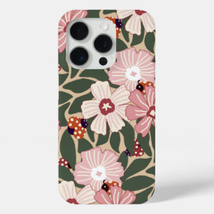 Cozy Woodland Ladybugs & Wildflower Earthy Colours iPhone 15 Pro Case