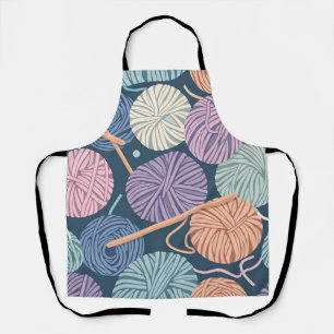 Cozy Yarn Balls and Knitting Needles Seamless Apron