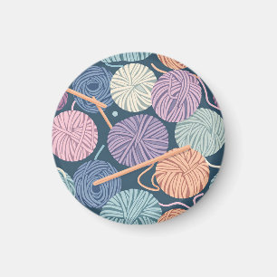 Cozy Yarn Balls and Knitting Needles Seamless Magnet