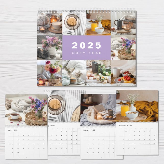 Cozy Year Photo Collage Modern 2025 Calendar (Creator Uploaded)