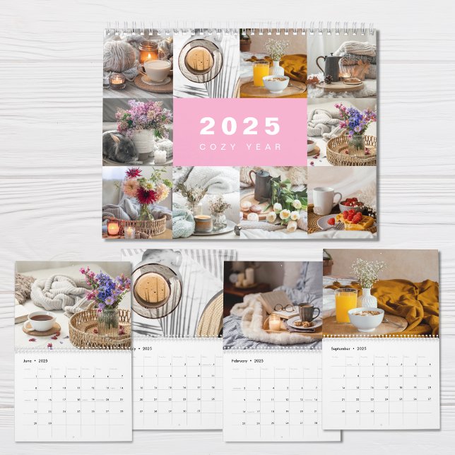 Cozy Year Photo Collage Modern 2025 Calendar (Creator Uploaded)
