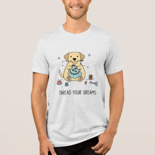 Cozy Yellow Labrador Dog Embroidery Cute Crafting Tri-Blend Shirt