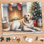 Cozy Yellow Labrador Retriever Dog Christmas  Jigsaw Puzzle<br><div class="desc">Looking for a fun and engaging activity to share with your family this holiday season? Look no further than our jigsaw puzzle collection featuring playful Labrador Retrievers! As a dog lover, you'll adore the variety of designs we offer, including cute and cuddly puppies, lovable yellow, chocolate, and black Labs, and...</div>