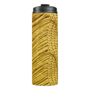 Cozy Yellow Sweater: Textured Background Thermal Tumbler