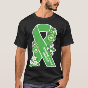 CP Green Ribbon and Flowers Women s Cerebral Palsy T-Shirt