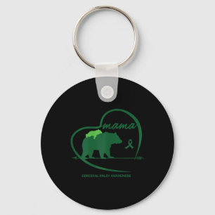 Cp Mom Mama Bear Green Ribbon Cerebral Palsy Aware Keychain