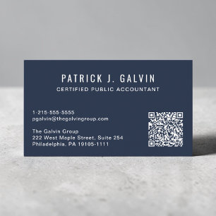 CPA Accountant Blue QR Code Business Card