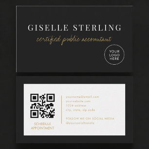 CPA Accountant Minimalist Company Logo QR Code Business Card