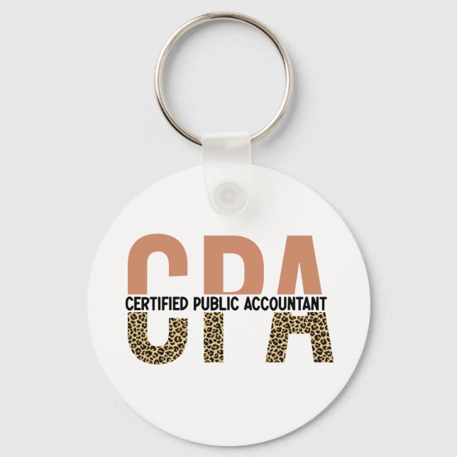 CPA Certified Public Accountant Leopard Print Keychain (Front)