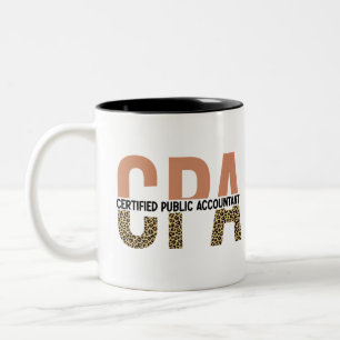 CPA Certified Public Accountant Leopard Print Two-Tone Coffee Mug