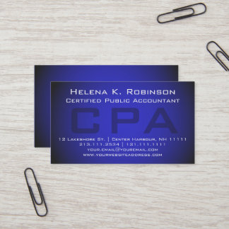 CPA Certified Public Accountant Striking Blue Business Card