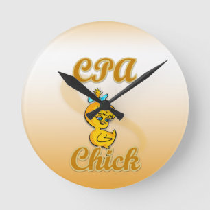 CPA Chick Round Clock