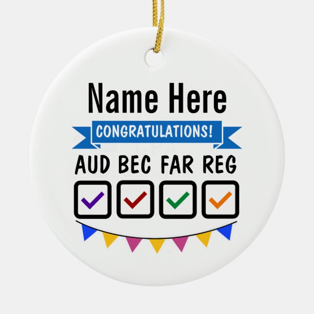 CPA Ornament Personalized Gift for CPA Exams (Front)