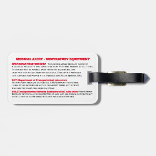CPAP awareness sleep apnea warning travel Luggage Tag